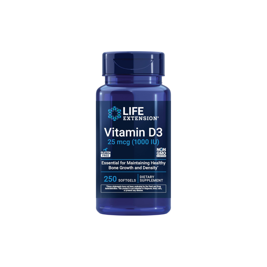 Life Extension Vitamin D3 25 mcg (1,000 IU), 250 Softgels