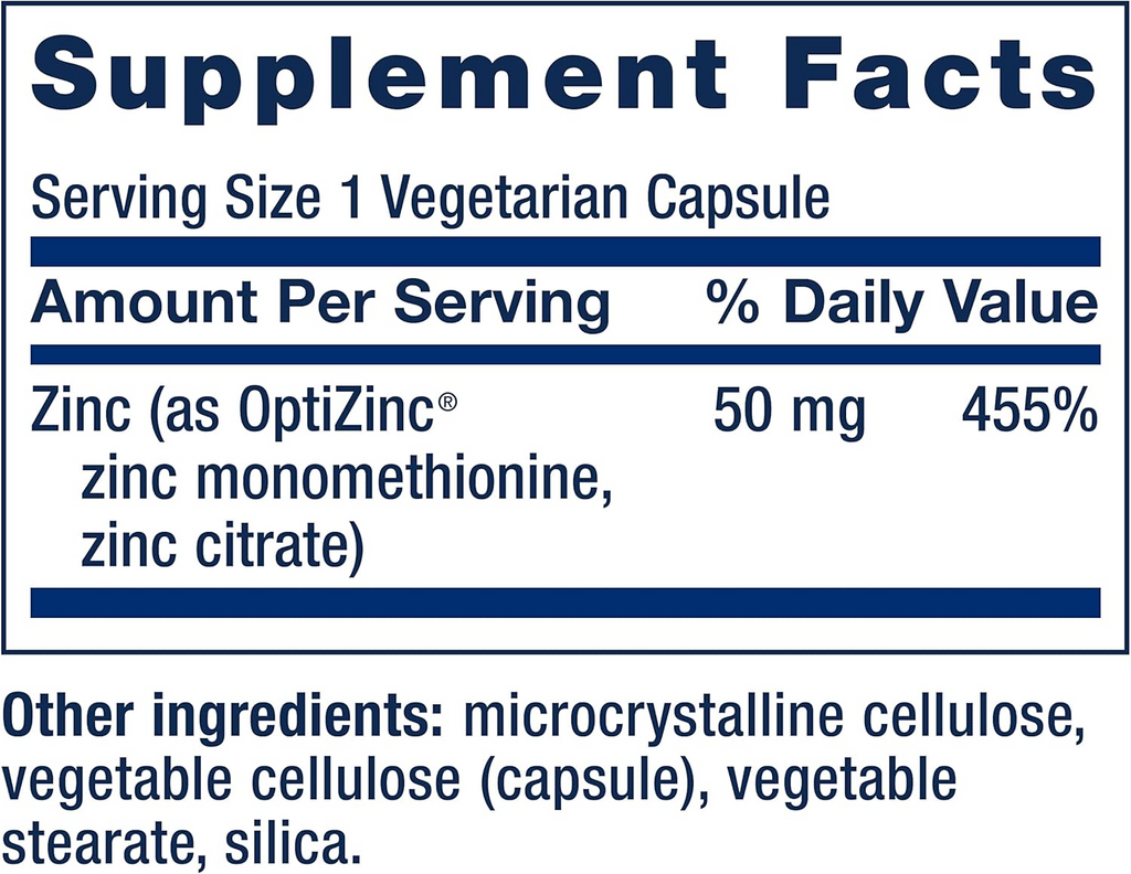 Life Extension Zinc Caps High Potency 50 mg, 90 Vegetarian Capsules