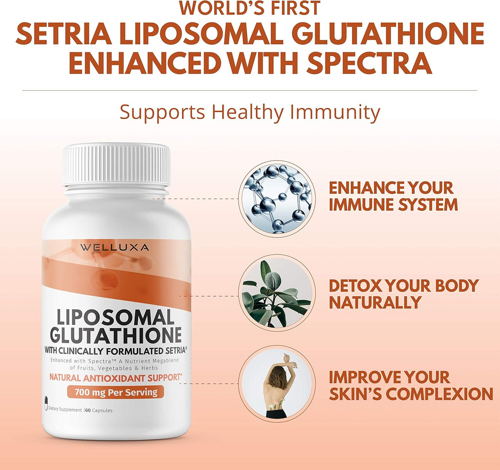 Welluxa Liposomal Glutathione with Setria and Spectra 700mg 60 Capsules