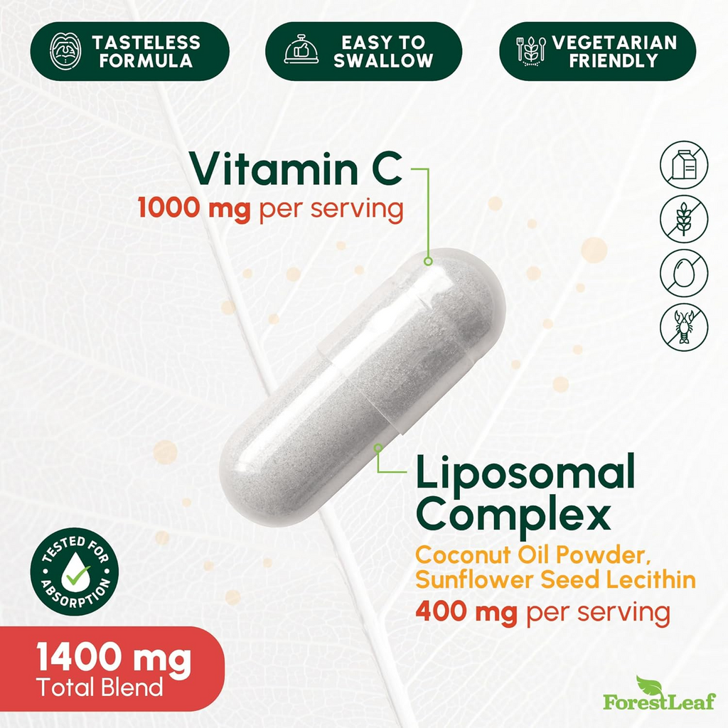 Forest Leaf Liposomal Vitamin C 1400mg 120 Vegetable Capsules