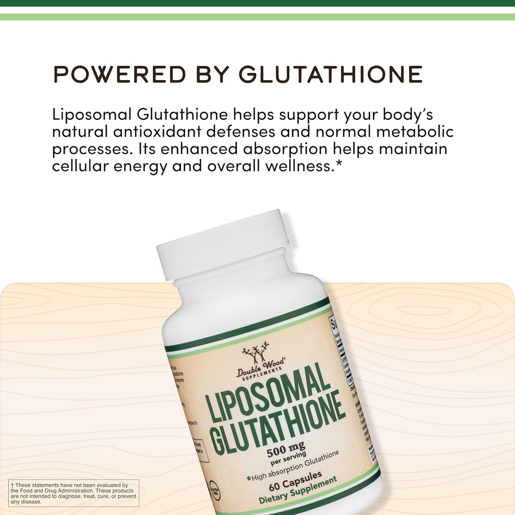 Double Wood Liposomal Glutathione 500mg per Serving, 60 Capsules