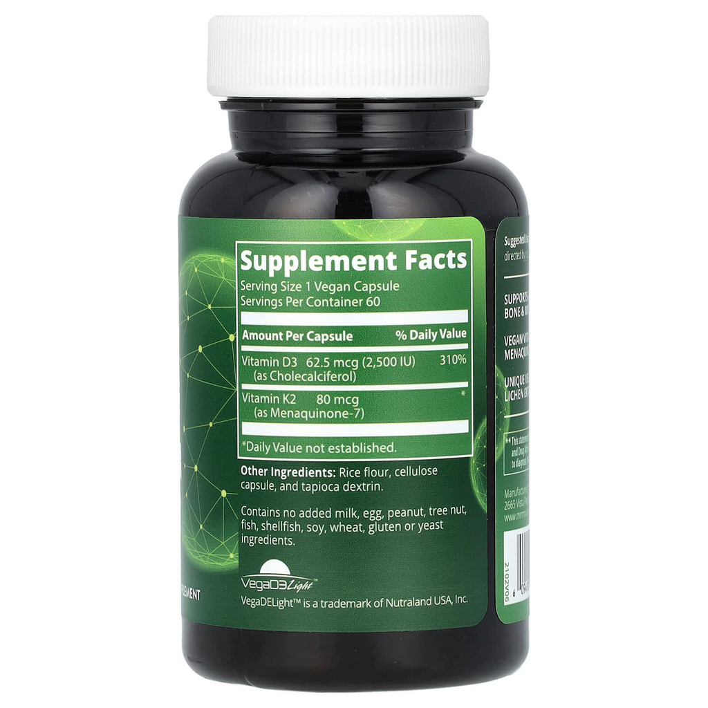 MRM Nuturition Vegan Vitamin D3 & K2 60 Capsules