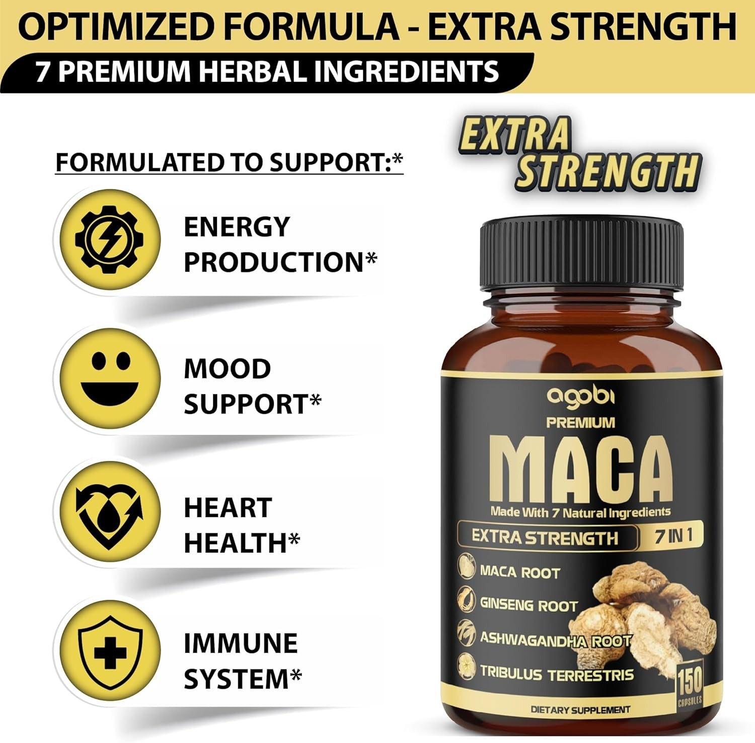 Agobi Maca Extra Strength Supplement 7 in 1 _ 120 Capsules