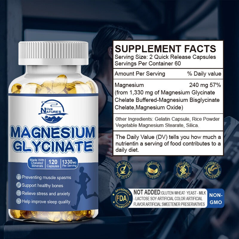 NATURE'S LIVE Magnesium Glycinate 1330mg 120 Capsules