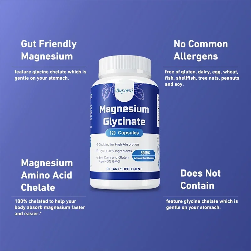 Buporai Magnesium Glycinate 500mg 120 Capsules