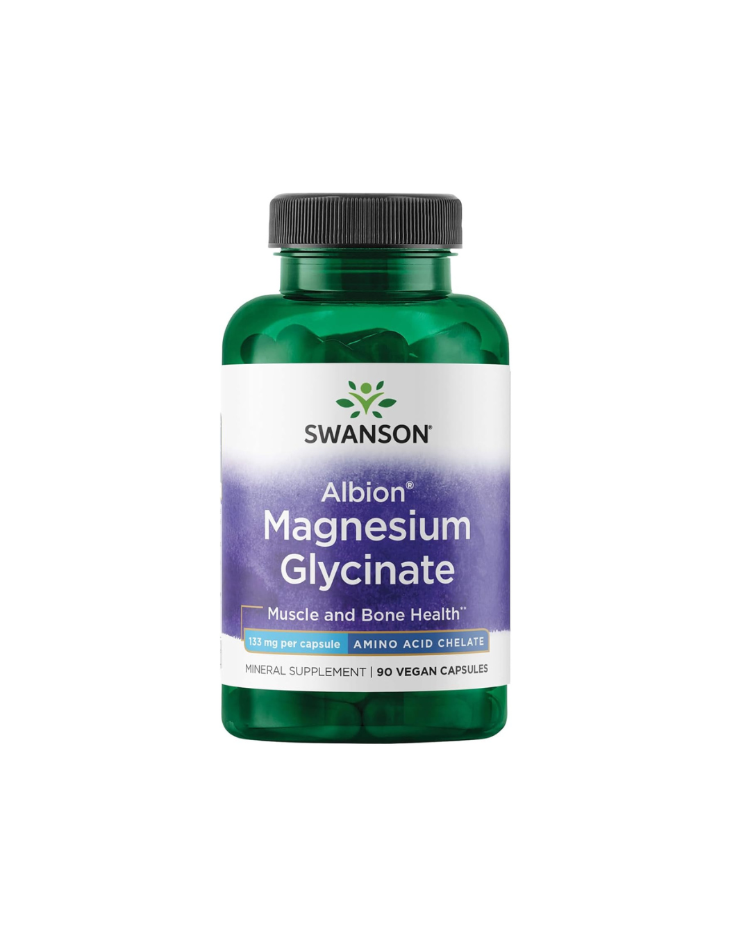 Swanson Albion® Magnesium Glycinate 133 mg, 90 Vegan Capsules