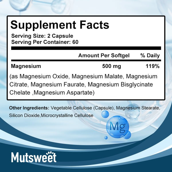 MUTSWEET Premium Magnesium Complex 500mg _ 120 Capsules