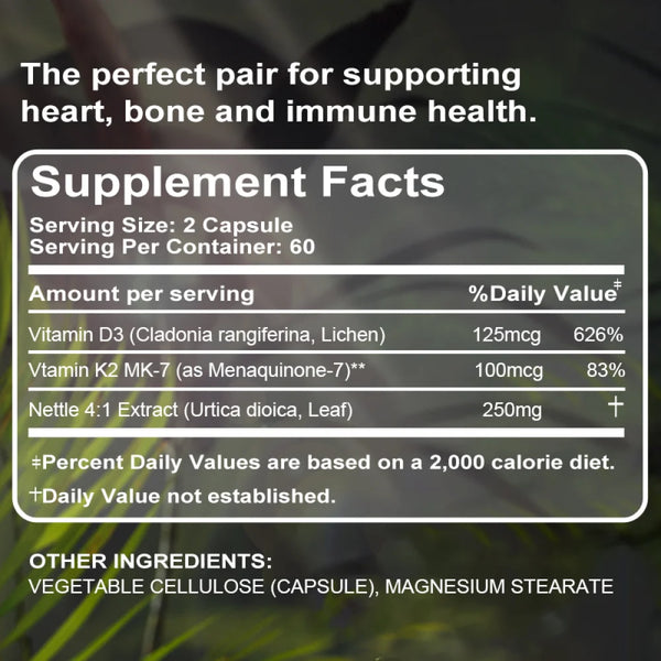 Mutsweet Vitamin D3 + K2 - Vitamin K2 MK7 120 Capsules