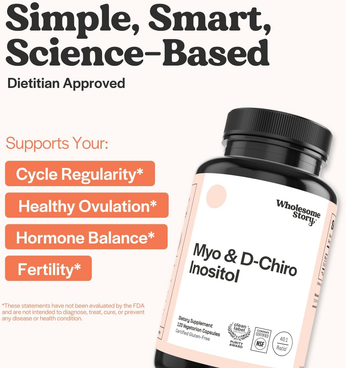 Wholesome Story Myo & D-Chiro Inositol 120 Vegetarian Capsules