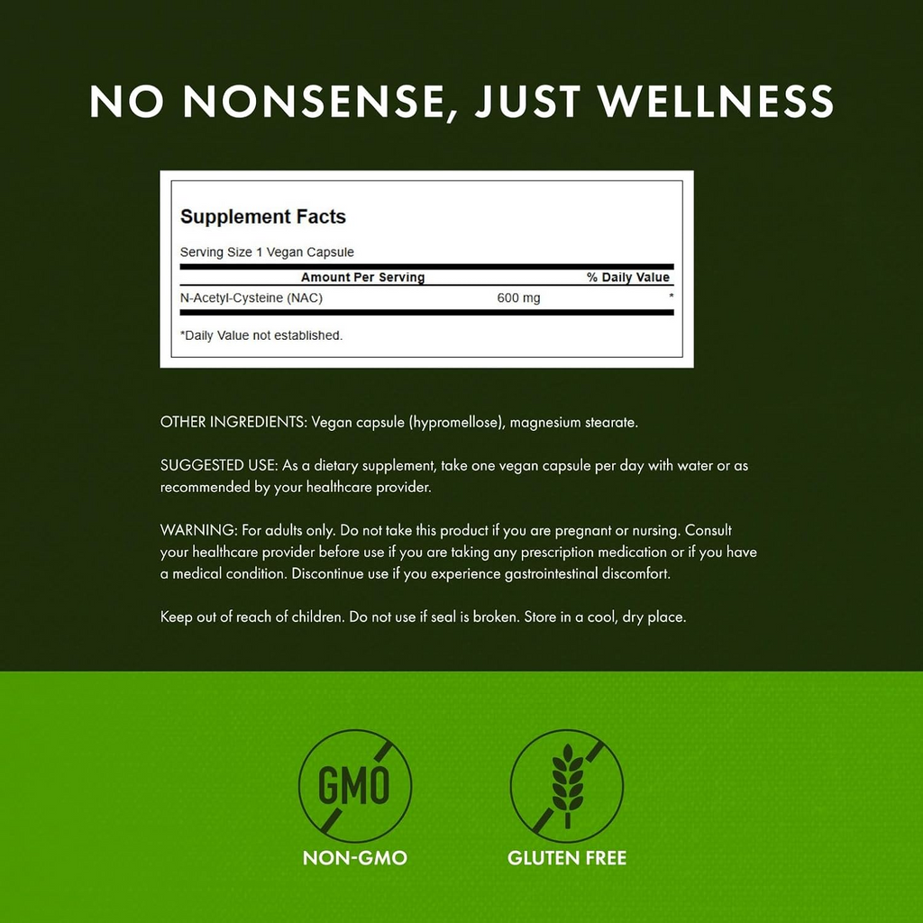 Swanson NAC 600 mg, 100 Vegan Capsules