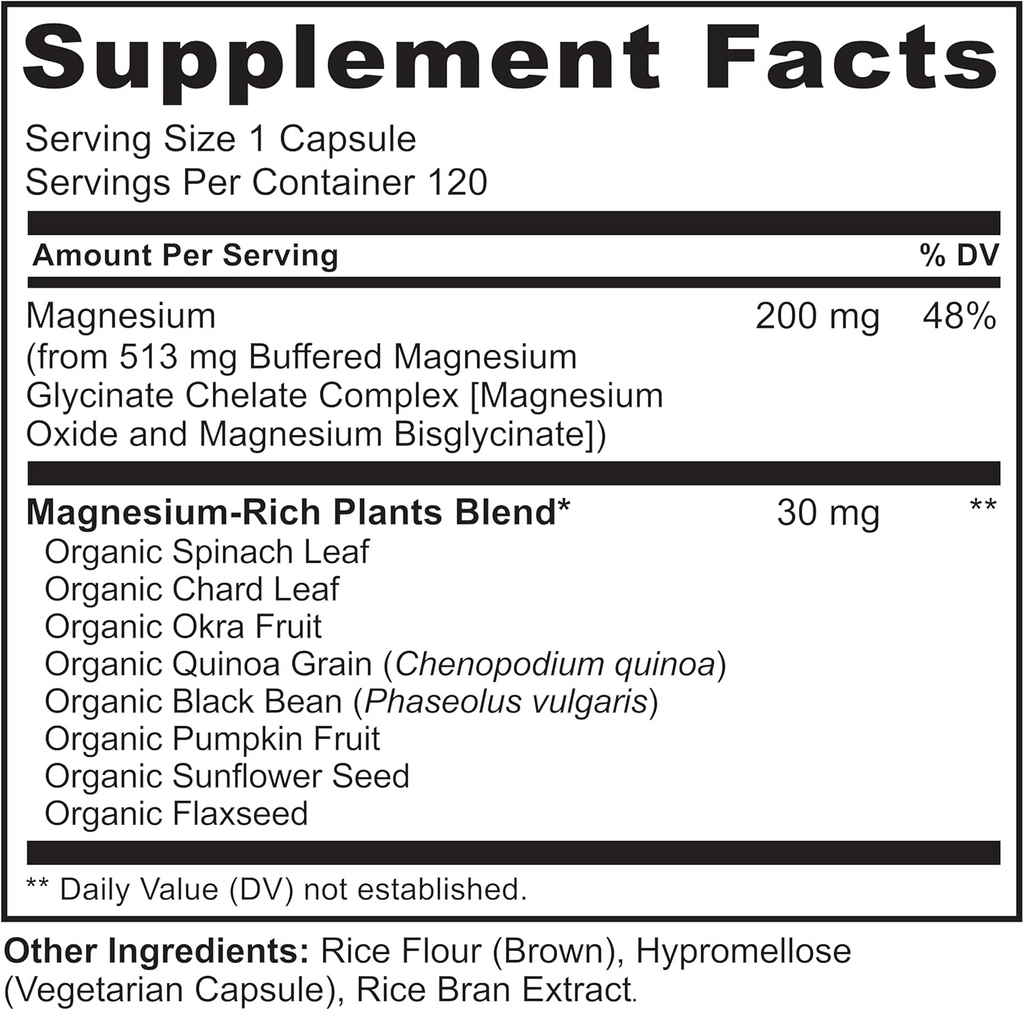 NATURELO Magnesium Glycinate Chelate Complex, 120 Vegetarian Capsules
