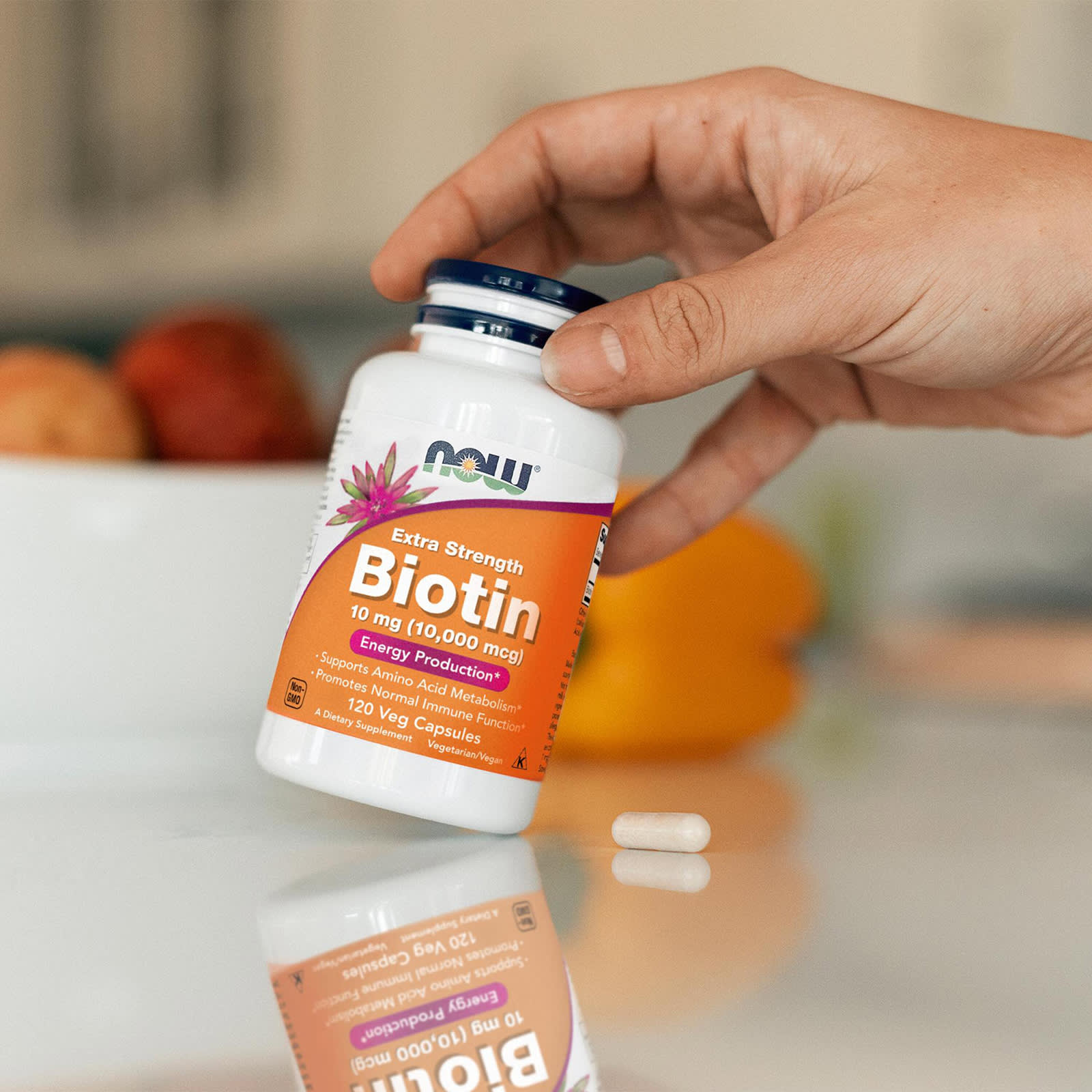 NOW Foods Biotin 10 mg (10,000 mcg), Extra Strength 120 Veg Capsules