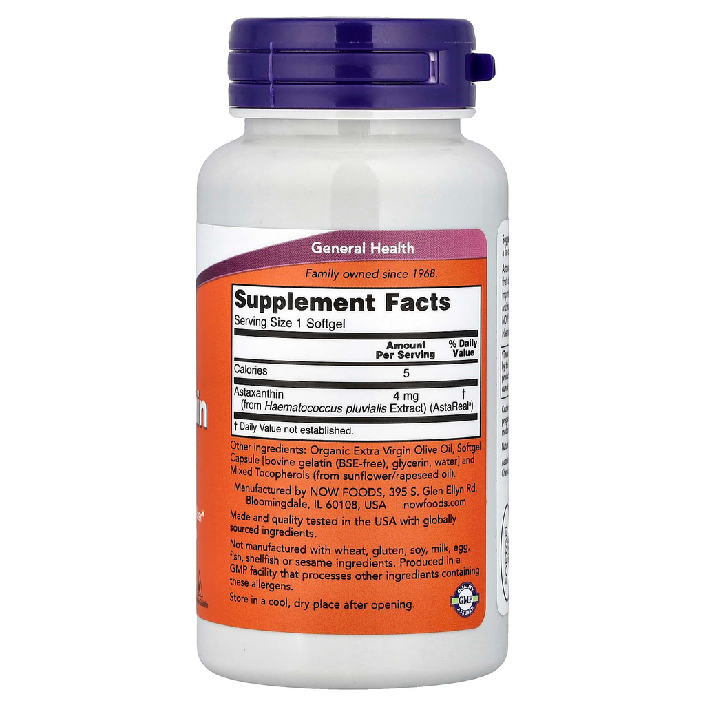 NOW Foods Astaxanthin 4 mg, 90 Softgels