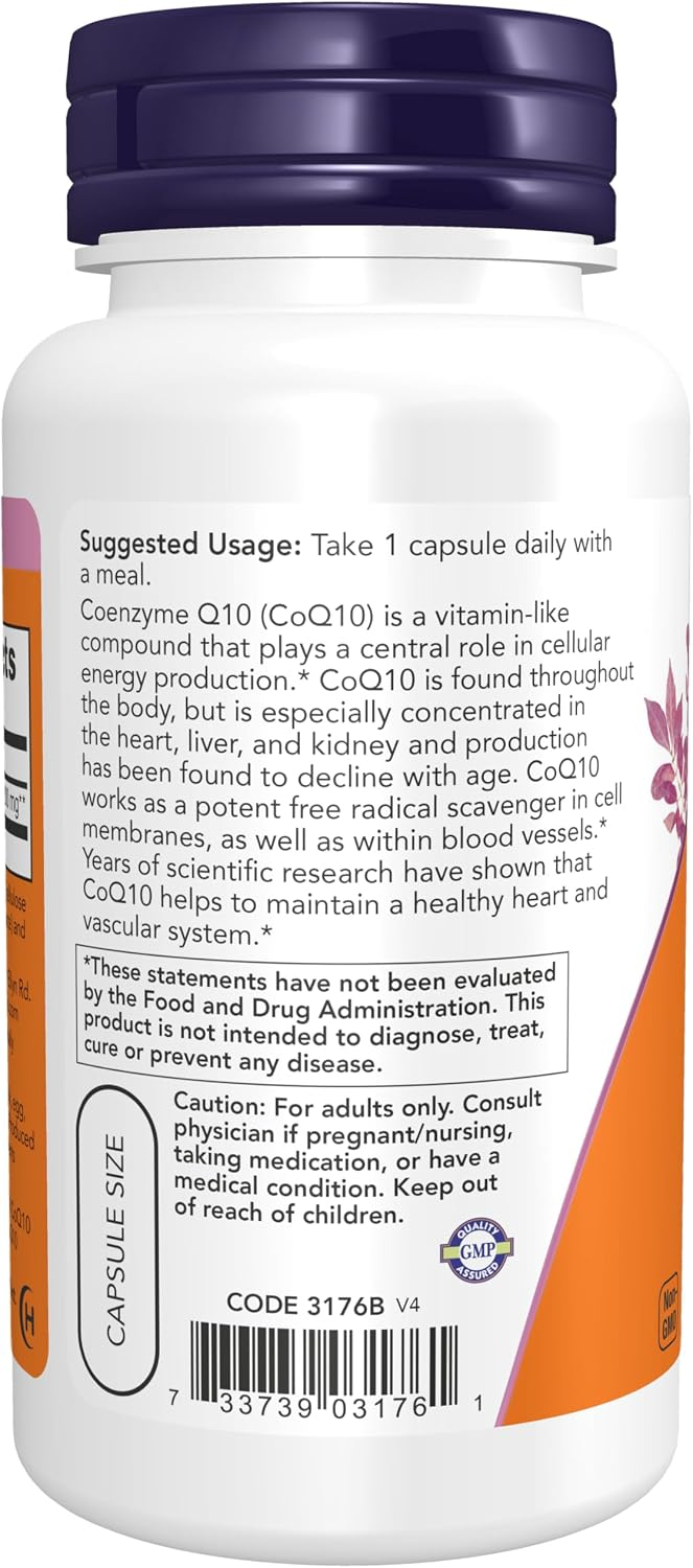 NOW Foods CoQ10 200 mg, 60 Veg Capsules