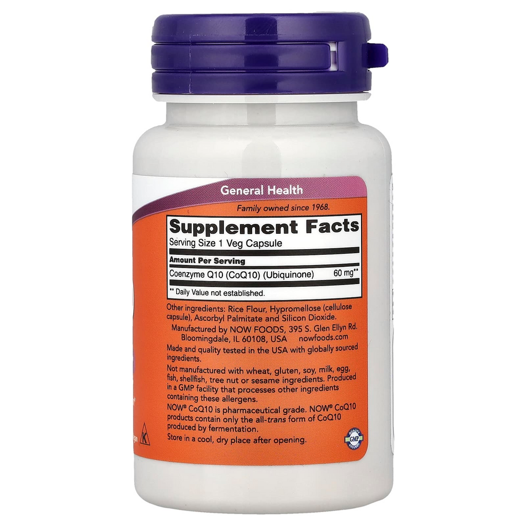 NOW Foods CoQ10 60 mg, 60 Veg Capsules