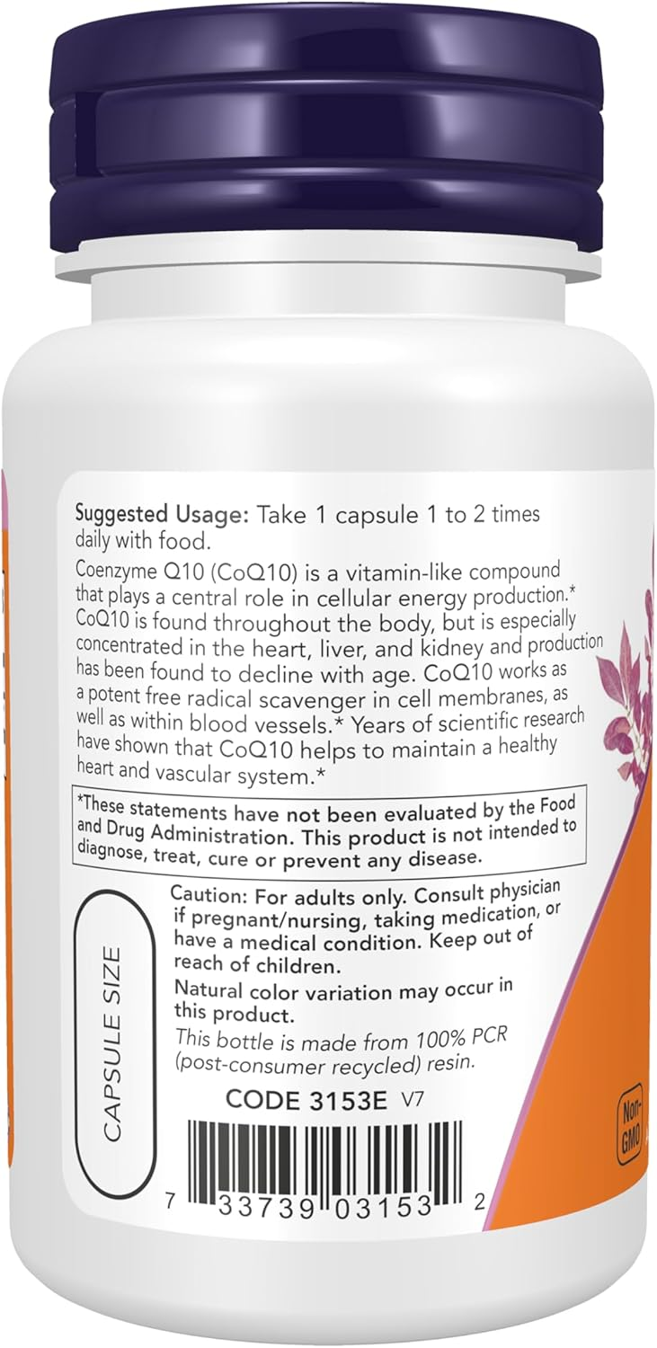 NOW Foods CoQ10 60 mg, 60 Veg Capsules