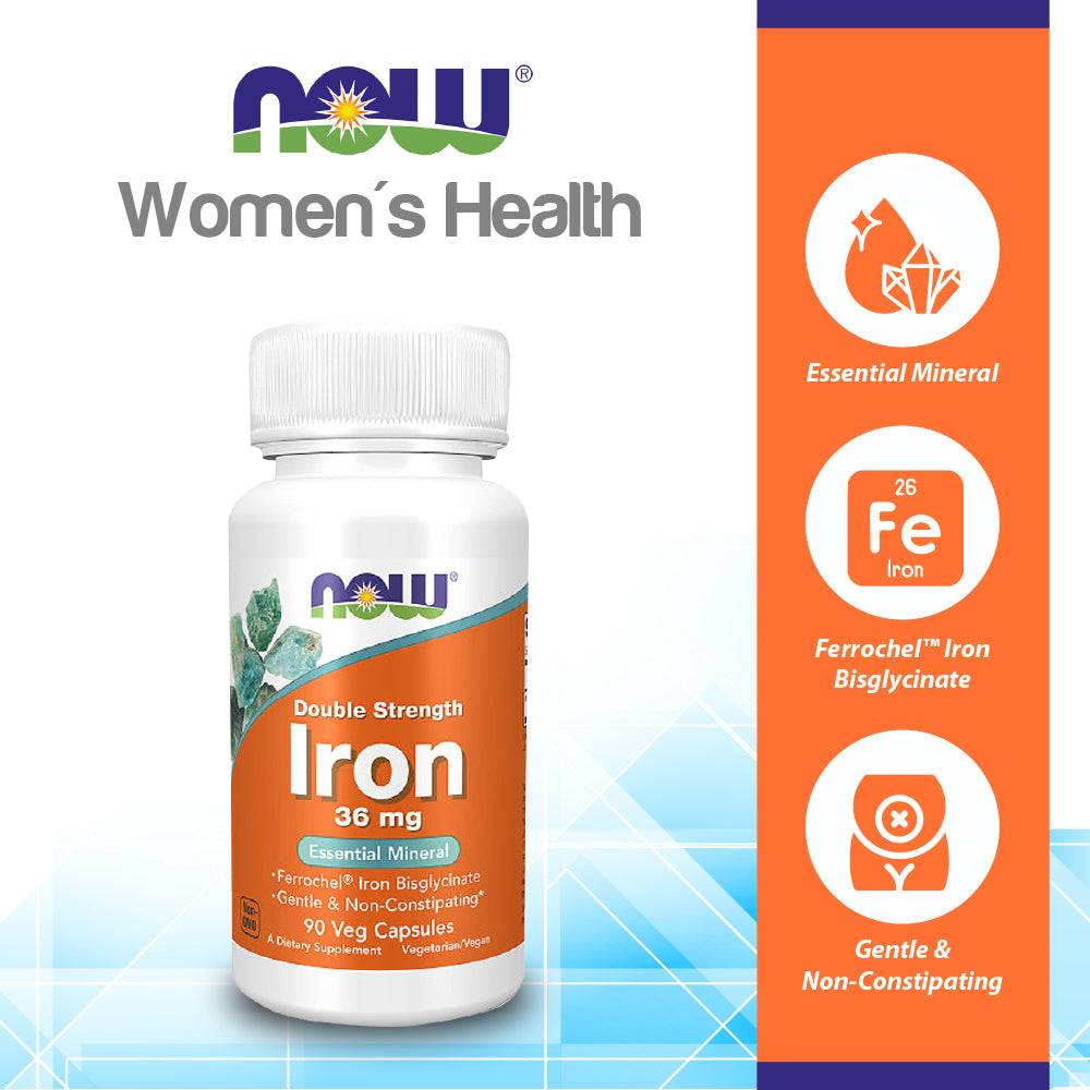 NOW Foods Iron Double Strength 36 mg 90 Veg Capsules