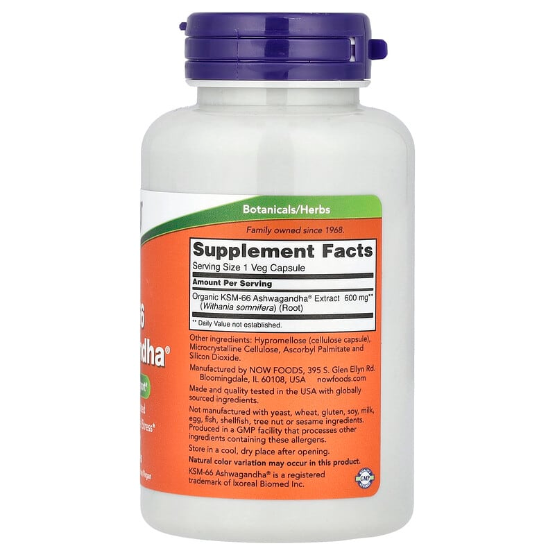 NOW Foods KSM-66 Ashwagandha 600 mg, 90 Veg Capsules
