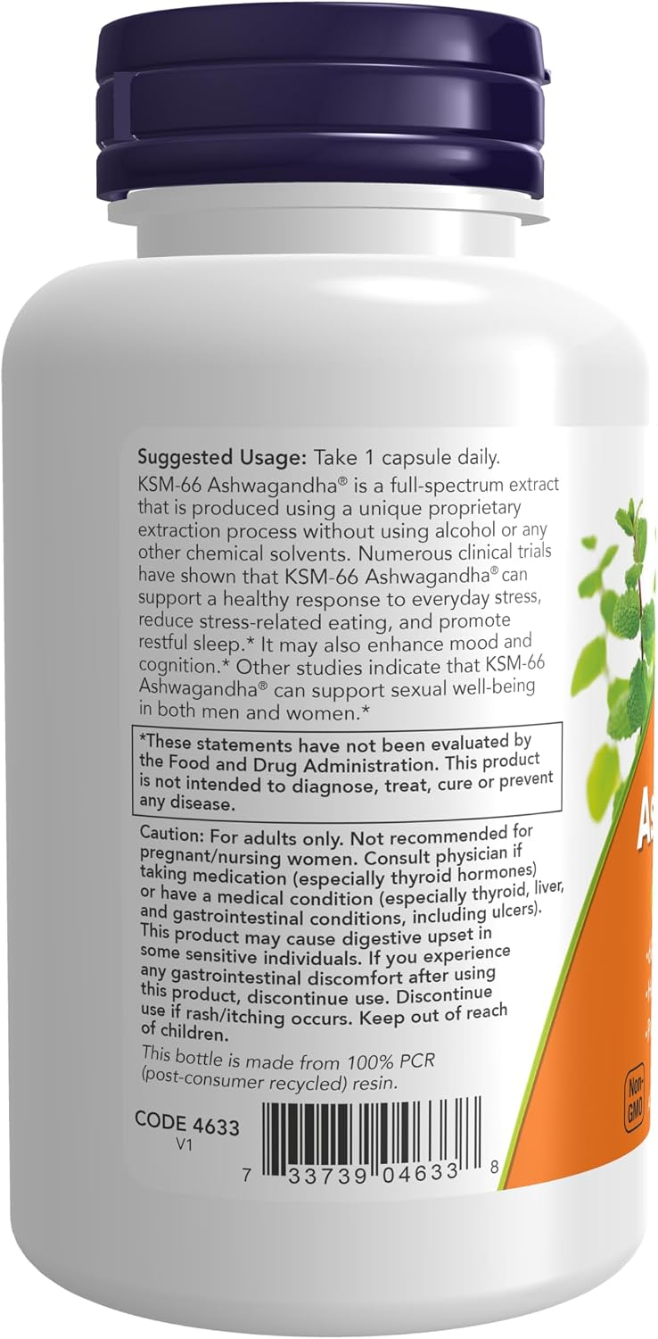 NOW Foods KSM-66 Ashwagandha 600 mg, 90 Veg Capsules