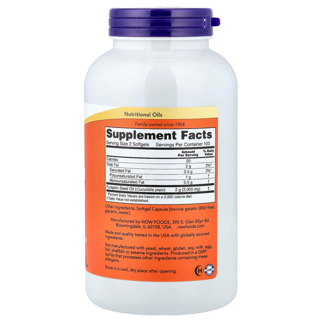 NOW Foods Pumpkin Seed Oil 1000 mg 200 Softgels