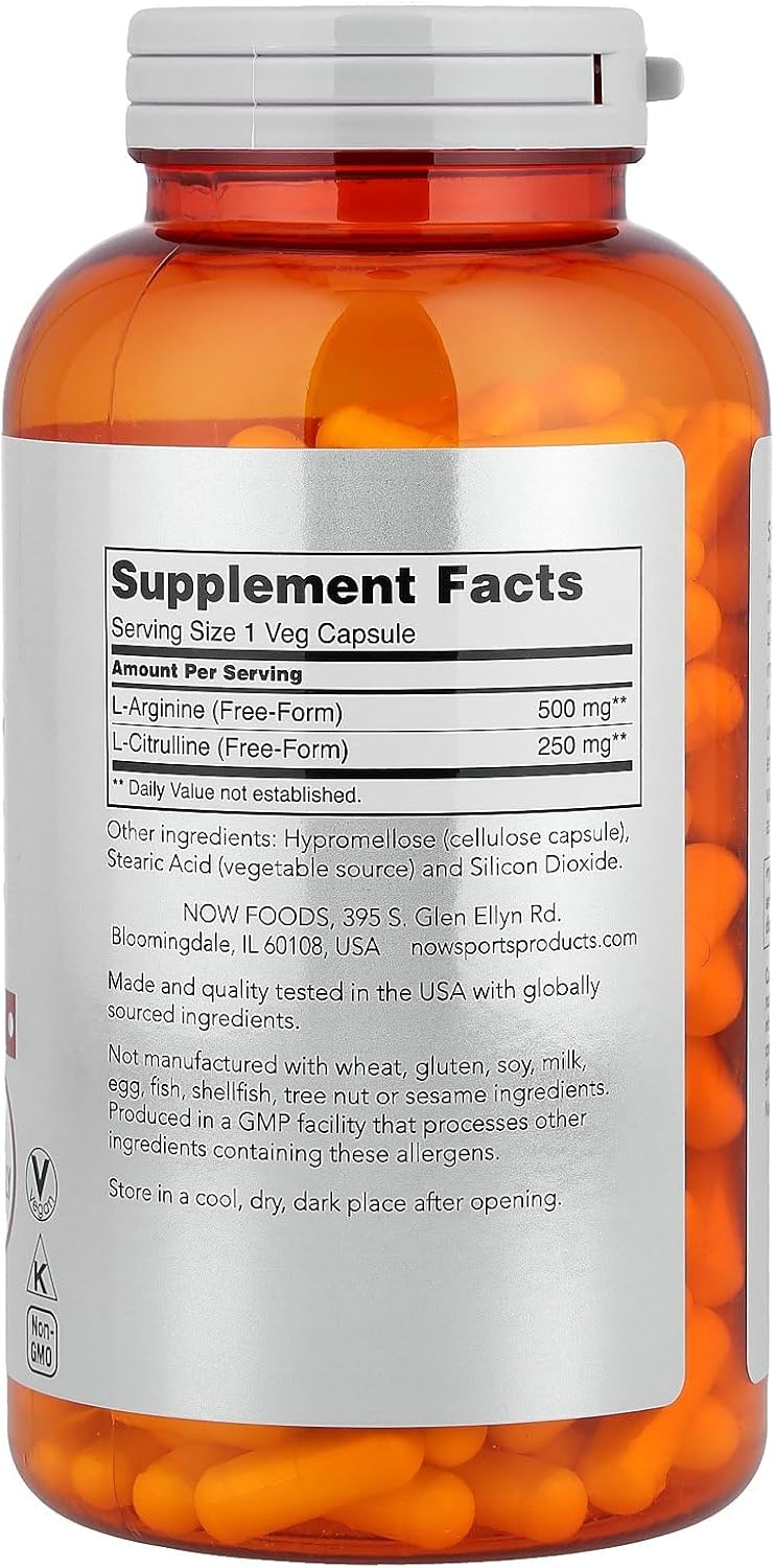 NOW Foods Sports Arginine & Citrulline 120 Veg Capsules