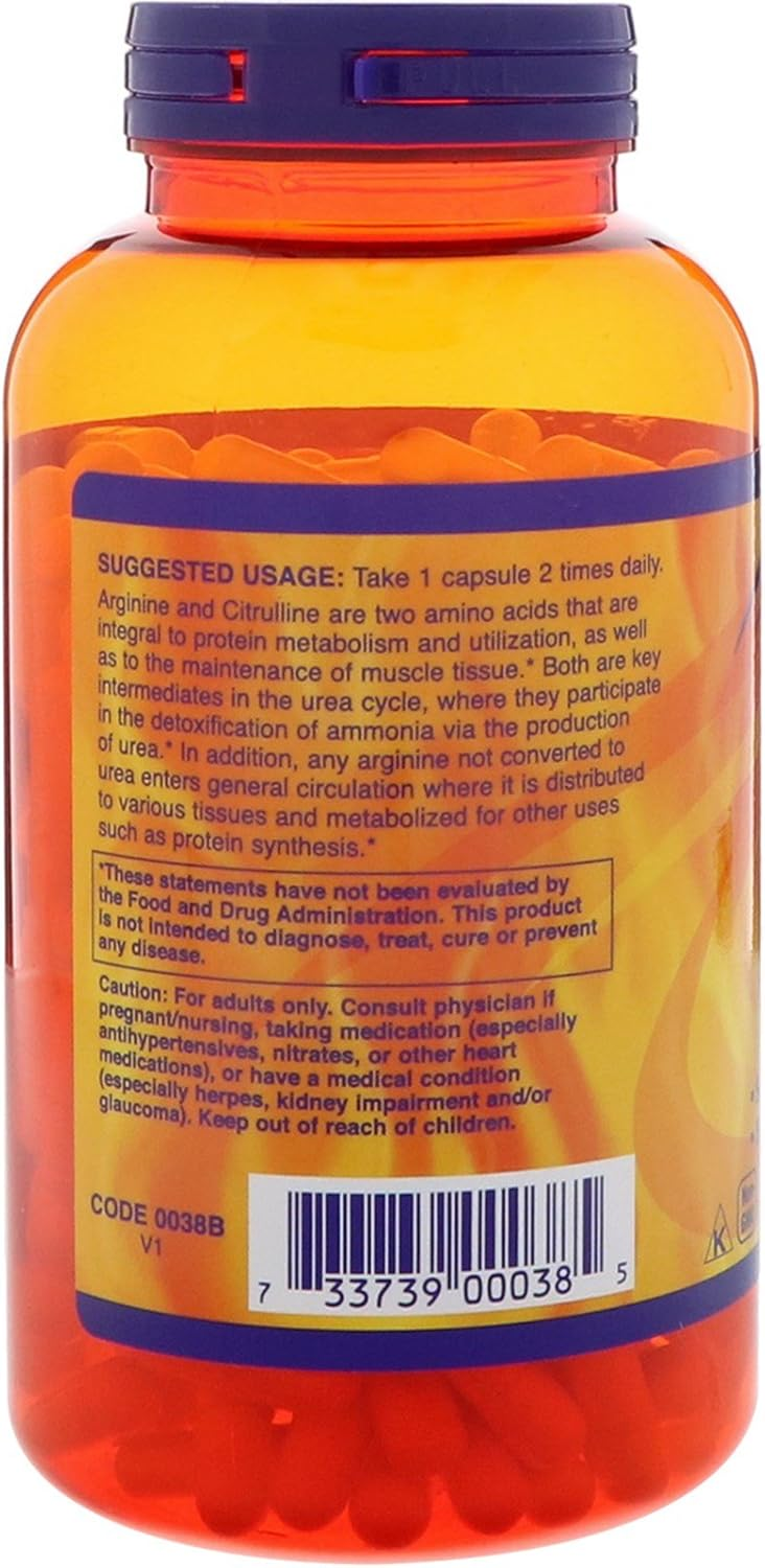 NOW Foods Sports Arginine & Citrulline 120 Veg Capsules