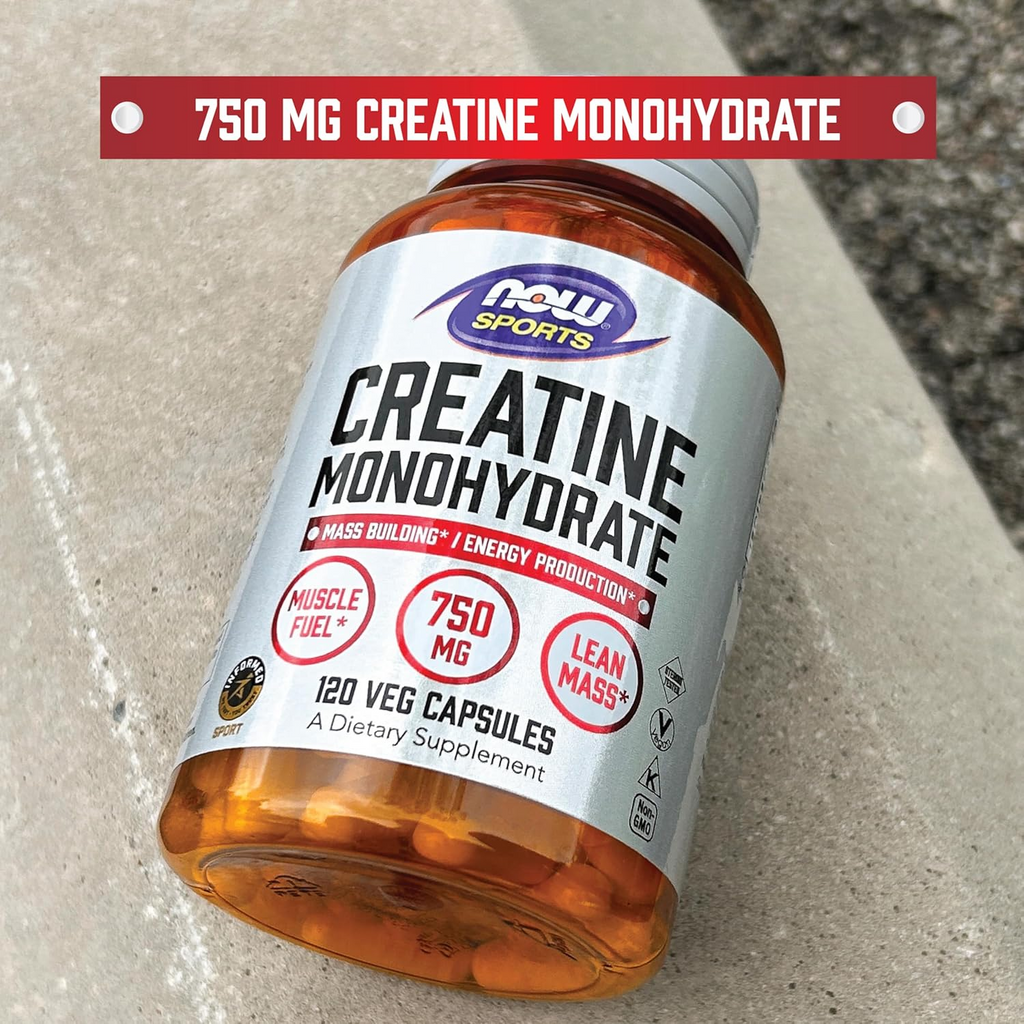 NOW Foods Sports Nutrition Creatine Monohydrate 750 mg 120 Veg Capsules