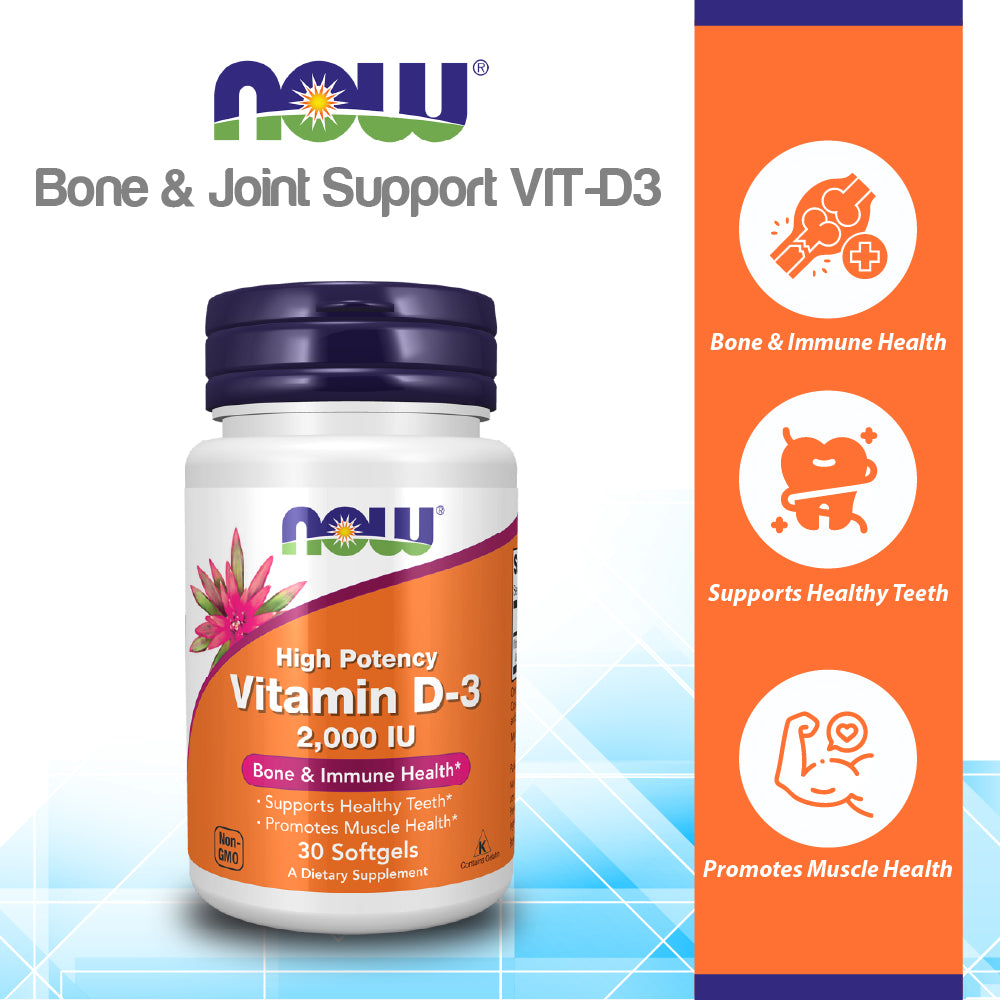 NOW Foods Vitamin D-3 High Potency 2,000 IU, 120 Softgels