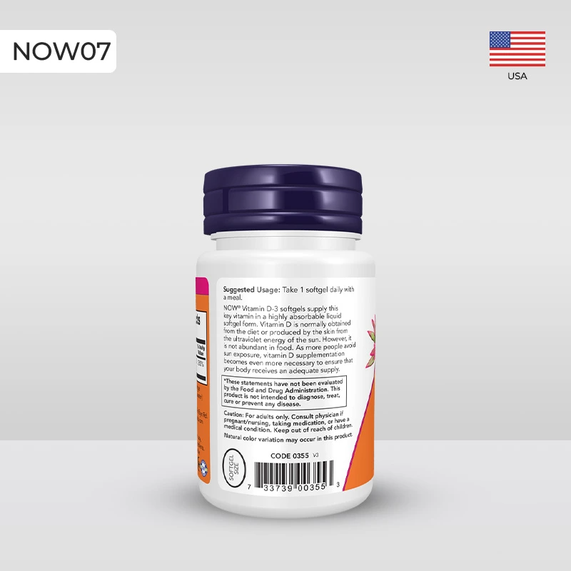 NOW Foods Vitamin D-3 High Potency 2,000 IU, 120 Softgels