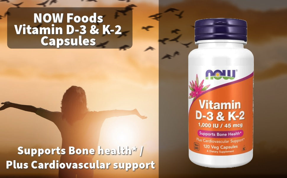 NOW Foods Vitamin D3 & K2 1000 IU - 120 Capsules
