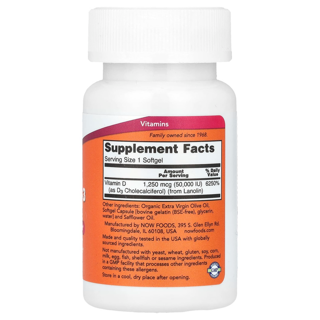 NOW Foods Vitamin D-3 50,000 IU 50 Softgels