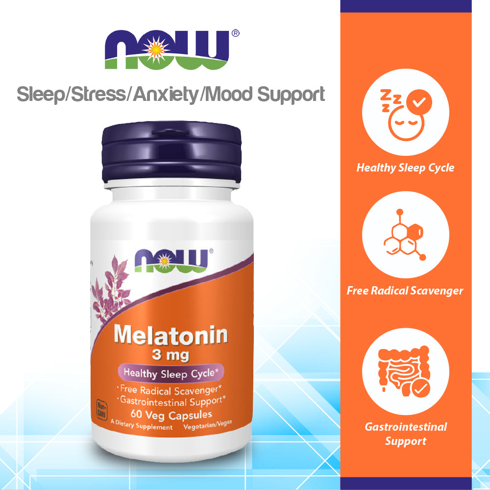 NOW Foods Melatonin 3 mg, 180 Veg Capsules