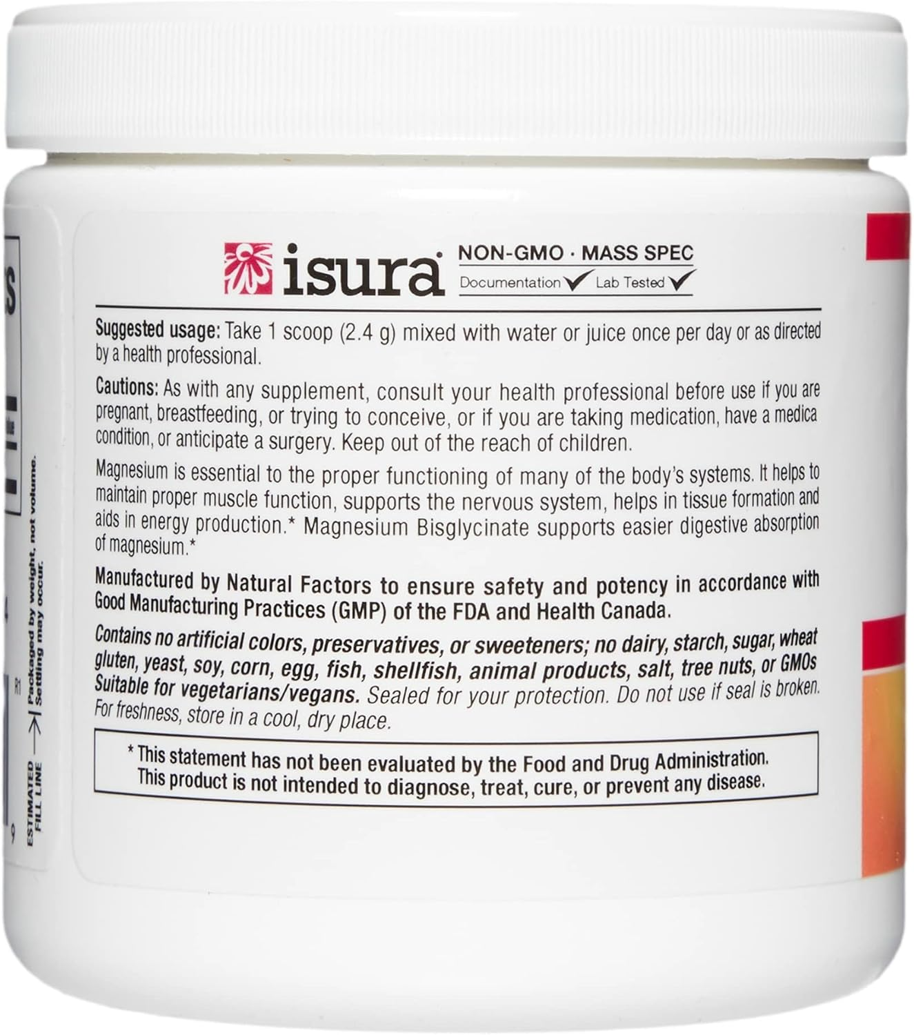 Natural Factors Magnesium Bisglycinate Powder - 5.1 oz (50 Servings)