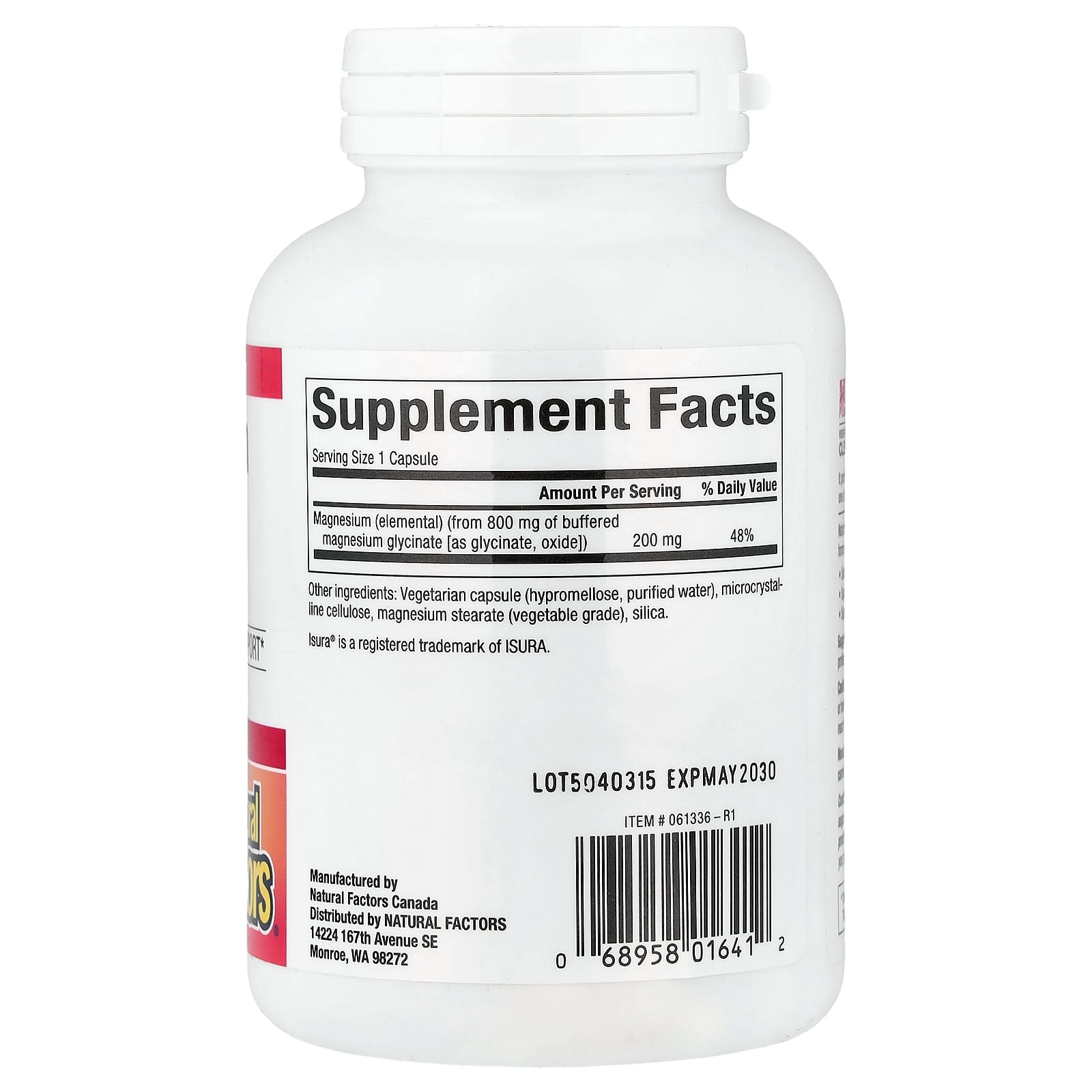 Natural Factors Magnesium Glycinate  200 mg 120 Vegetarian Capsules