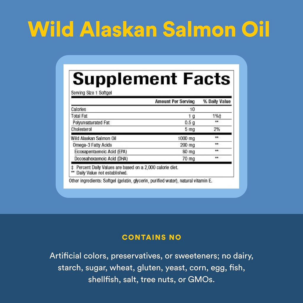Natural Factors OmegaFactors Wild Alaskan Salmon Oil 1,000 mg, 90 Softgels