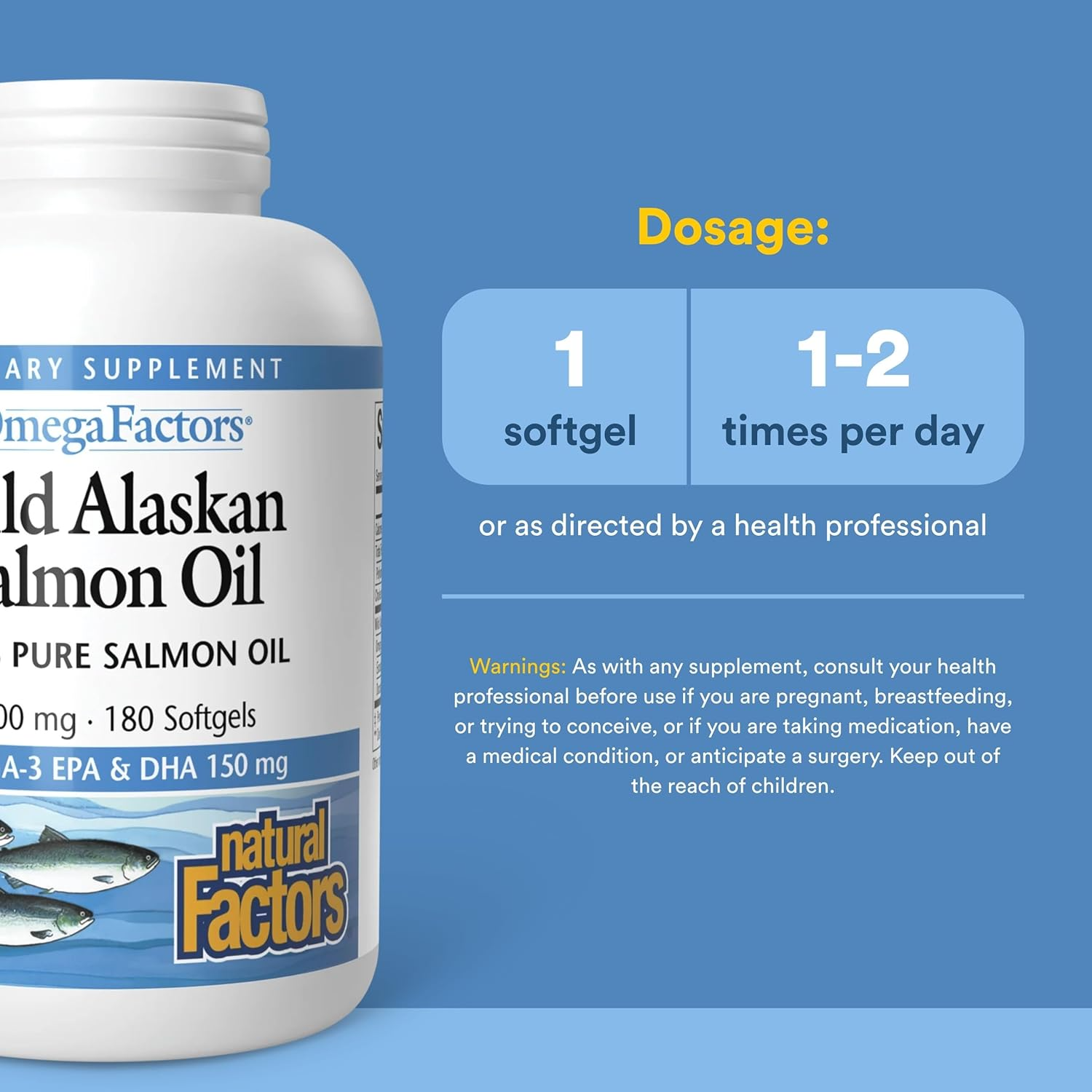 Natural Factors OmegaFactors Wild Alaskan Salmon Oil 1,000 mg, 90 Softgels