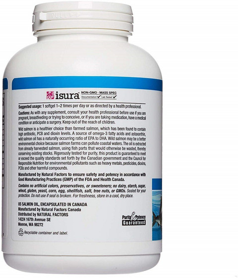 Natural Factors OmegaFactors Wild Alaskan Salmon Oil 1,000 mg, 90 Softgels