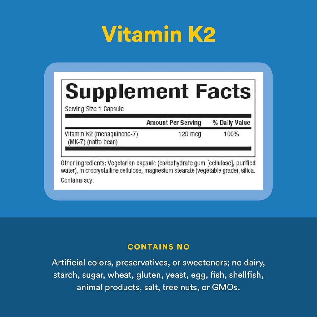 Natural Factors Vitamin K2 120 mcg, 60 Vegetarian Capsules