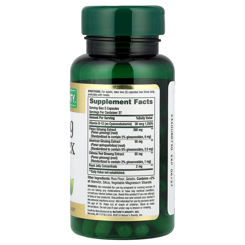 Nature's Bounty Ginseng Complex 75 Capsules