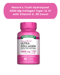 Nature's Truth Hydrolyzed Collagen 3000 Mg Type I & III with Vitamin C, 90 Count