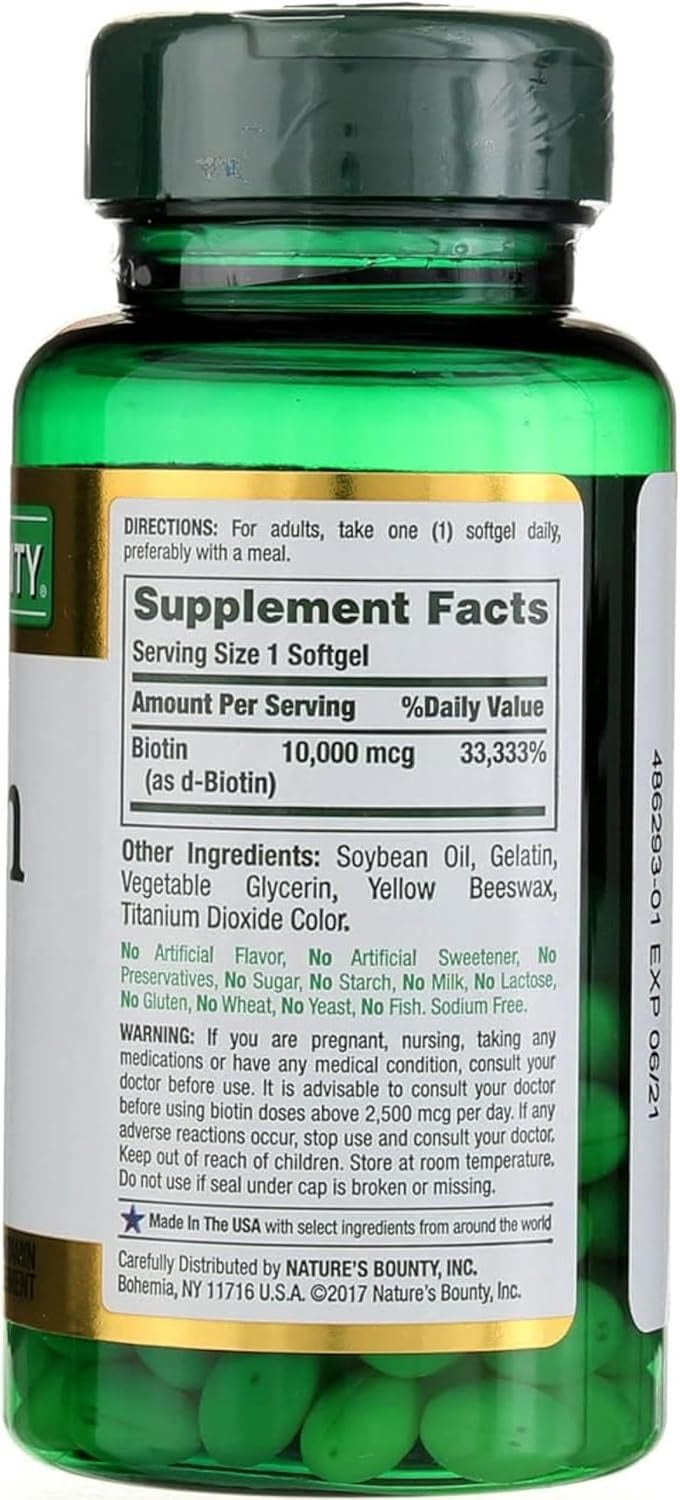 Nature's Bounty Biotin 10000 mcg Ultra Strength - 120 Softgels