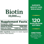 Nature's Bounty Biotin 10000 mcg Ultra Strength - 120 Softgels