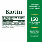 Nature's Bounty Biotin 5000 Mcg 150 Softgels