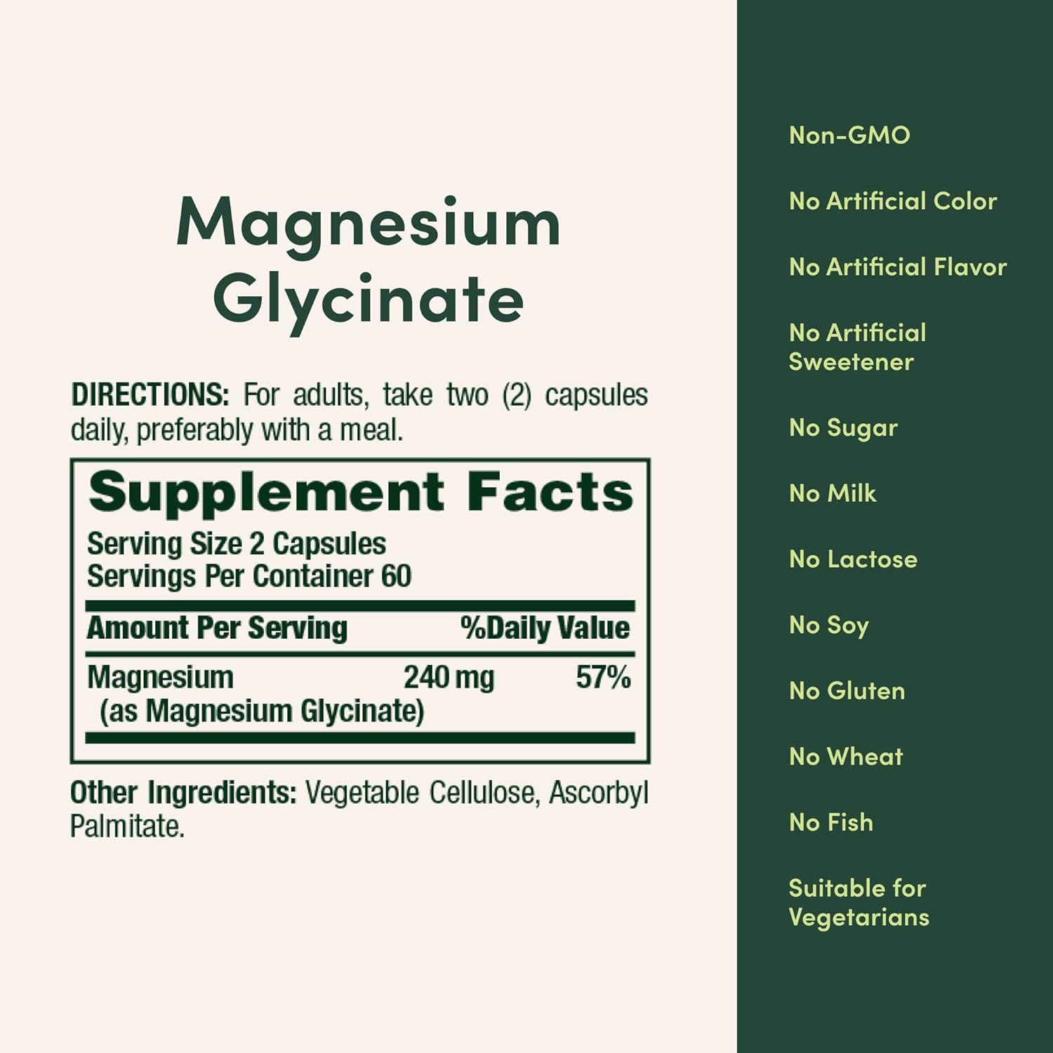 Nature’s Bounty High Absorption Magnesium Glycinate 240 mg - 60 Capsules