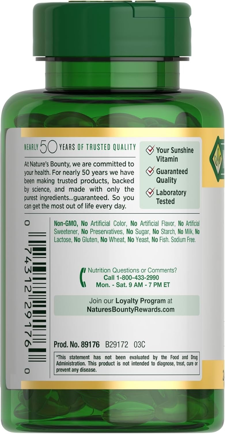 Nature's Bounty Vitamin D3 5000 IU 240 Softgels