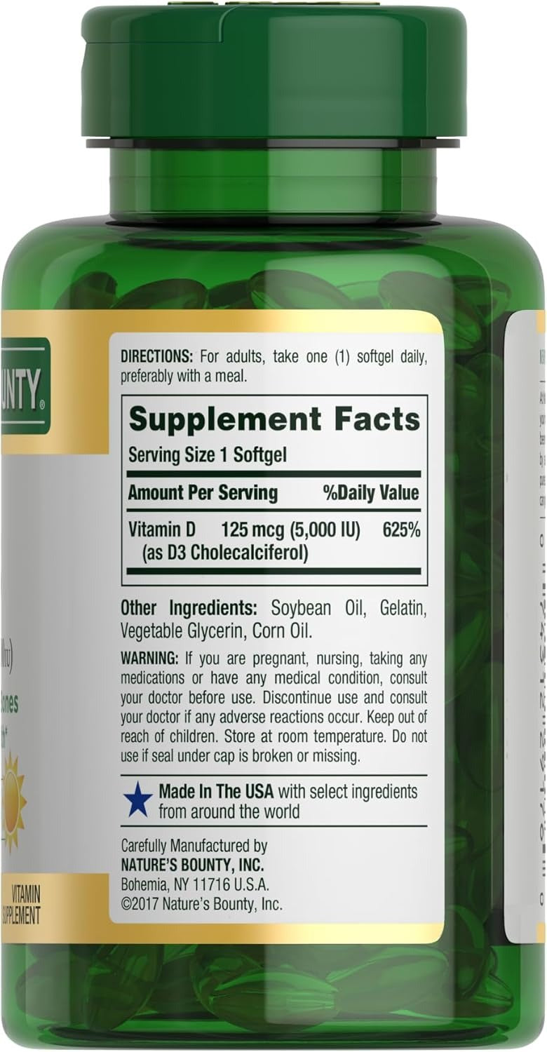 Nature's Bounty Vitamin D3 5000 IU 240 Softgels