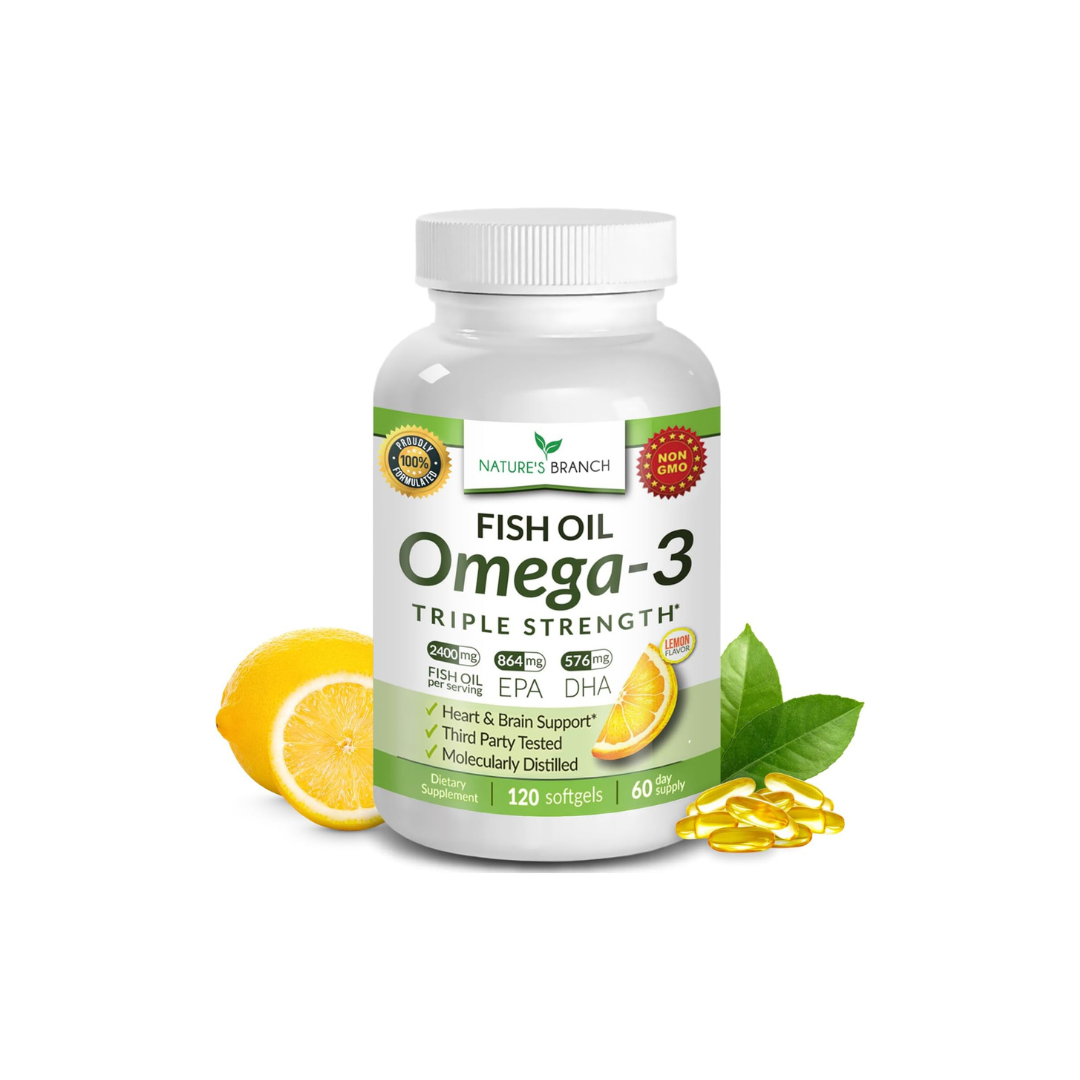 Nature's Branch Triple Strength Omega 3 Fish Oil 2400mg 180 Softgels