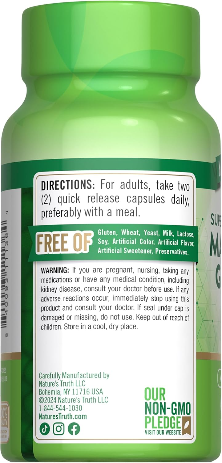 Nature's Truth Magnesium Glycinate Capsules 200mg | 60 Count