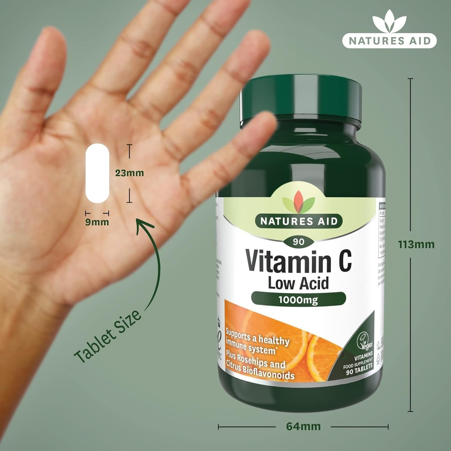 Natures Aid Vitamin C 1000mg Low Acid _ 180 Tablets