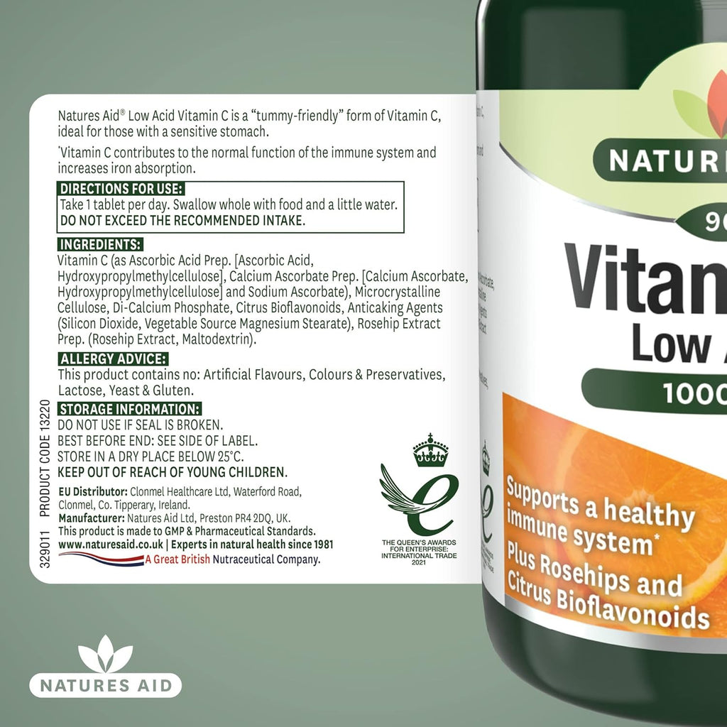 Natures Aid Vitamin C 1000mg Low Acid _ 180 Tablets